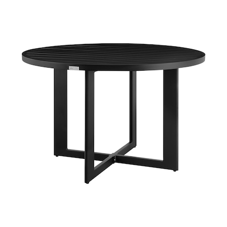 Armen Living Grand Outdoor Patio Round Dining Table in Aluminum 840254332690